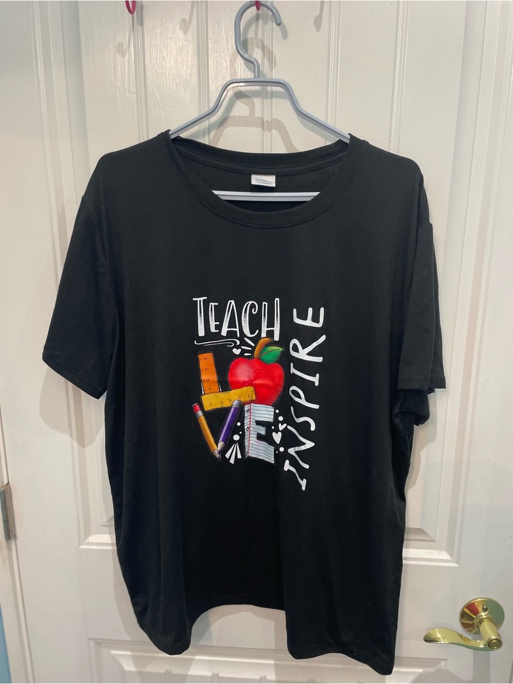 SHEIN Black 'Teach Inspire' Graphic Short Sleeve Tee